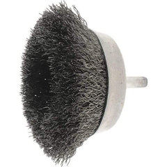 Weiler - 2-3/4" Diam, Steel Fill Cup Brush - 0.0118 Wire Diam, 7/8" Trim Length, 4,500 Max RPM - Benchmark Tooling