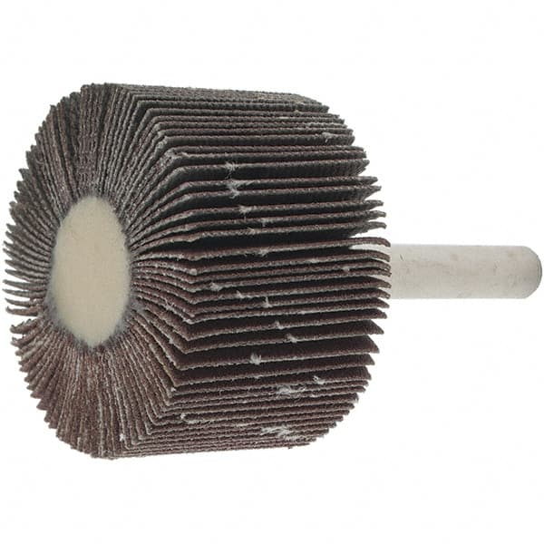 Value Collection - 1-1/2" Diam x 1" Face Width, Very Fine Aluminum Oxide Coated Mounted Flap Wheel - 1/4" Shank Mount, 180 Grit, 30,000 Max RPM - Benchmark Tooling