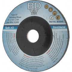 Value Collection - 5" Wheel Diam, 1/4" Wheel Thickness, Type 27 Depressed Center Wheel - Aluminum Oxide, 12,200 Max RPM - Benchmark Tooling