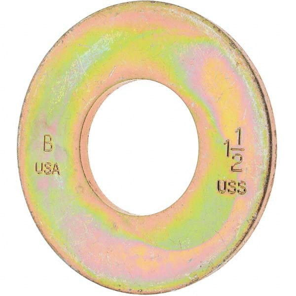 Made in USA - 1-1/2" Screw, Grade 8 Carbon Steel USS Flat Washer - Benchmark Tooling