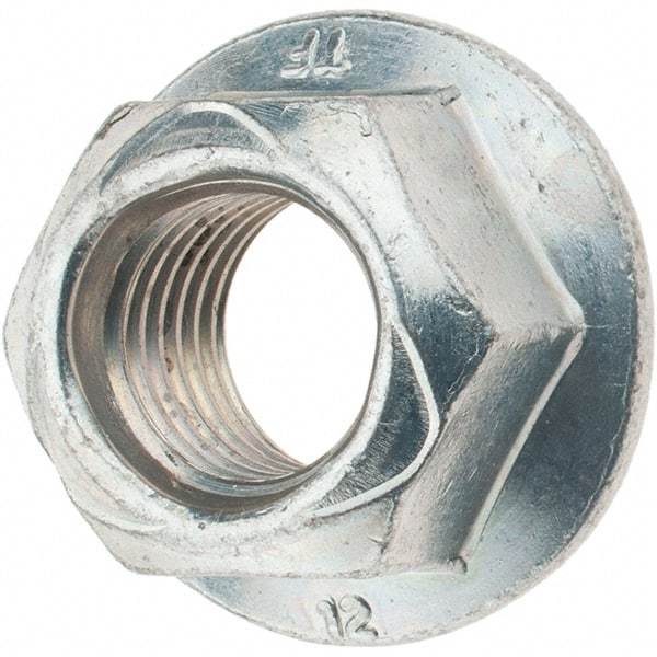 Made in USA - M16x2.00 Class 12 Steel Hex Flange Lock Nut - 18.3mm High, Cadium Plated with Wax Finish - Benchmark Tooling