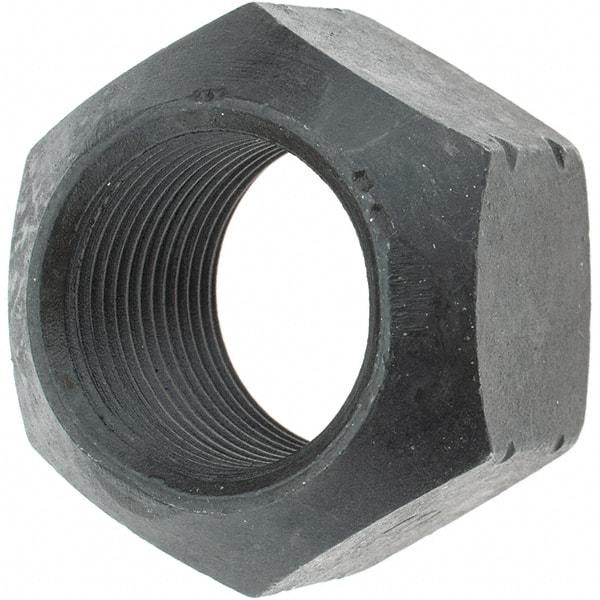 Made in USA - 1-14 UNF Grade L9 Hex Lock Nut with Distorted Thread - 1-1/2" Width Across Flats, Uncoated with Wax Finish - Benchmark Tooling