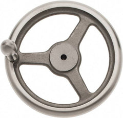 Made in USA - 10", Straight Handwheel - 2-1/4" Hub, Cast Iron, Plain Finish - Benchmark Tooling