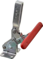 De-Sta-Co - 600 Lb Holding Capacity, Vertical Handle, Manual Hold Down Toggle Clamp - 58° Handle Movement, 103° Bar Opening, U-Bar, Flanged Base, Electro-Plated Zinc, Carbon Steel - Benchmark Tooling