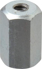 Made in USA - #6-32 UNC, 1/2" OAL Steel Standard Coupling Nut - Zinc-Plated Finish, 5/16" Width Across Flats - Benchmark Tooling