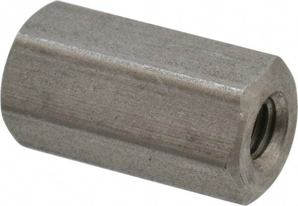 Made in USA - #10-32 UNF, 3/4" OAL Stainless Steel Standard Coupling Nut - 3/8" Width Across Flats - Benchmark Tooling