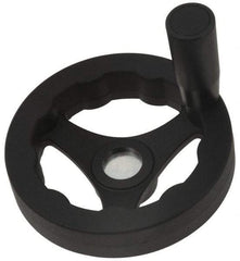 J.W. Winco - 100mm, Handwheel with Revolving Handle - 24mm Hub, Plastic, Plain Finish - Benchmark Tooling