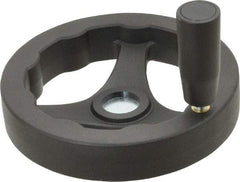 J.W. Winco - 125mm, Handwheel with Revolving Handle - 24mm Hub, Plastic, Plain Finish - Benchmark Tooling
