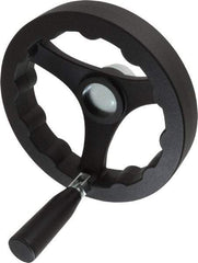 J.W. Winco - 160mm, Handwheel with Retractable Handle - 32mm Hub, Plastic, Plain Finish - Benchmark Tooling