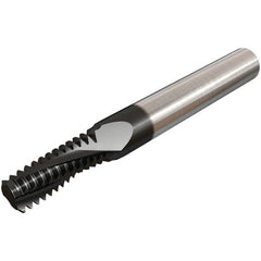 Iscar - 7/16-28 UNEF, 1/4" Cutting Diam, 3 Flute, Solid Carbide Helical Flute Thread Mill - Internal Thread, 0.56" LOC, 2-1/2" OAL, 1/4" Shank Diam - Benchmark Tooling