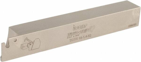 Iscar - External Thread, 0.5906" Max Depth of Cut, 1.4mm Min Groove Width, 140mm OAL, Right Hand Indexable Grooving Cutoff Toolholder - 3/4" Shank Height x 3/4" Shank Width, TAG Insert Style, TGT Toolholder Style, Series Tang-Grip - Benchmark Tooling