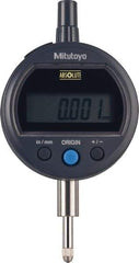 Mitutoyo - 0 to 12.7mm Range, 0.00005" Graduation, Electronic Drop Indicator - Flat Back, Accurate to 0.0001", English & Metric System, LCD Display - Benchmark Tooling