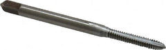 Made in USA - #4-40 UNC, 2 Flute, Chrome Finish, High Speed Steel Spiral Point Tap - Plug Chamfer, Right Hand Thread, 1-7/8" OAL, 9/16" Thread Length - Exact Industrial Supply