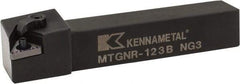 Kennametal - MTGN, Right Hand Cut, 0° Lead Angle, 3/4" Shank Height x 3/4" Shank Width, Negative Rake Indexable Turning Toolholder - 4-1/2" OAL, TN..33. Insert Compatibility, Series Kenloc - Benchmark Tooling