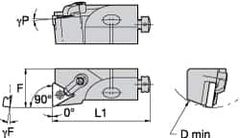 Kennametal - MTFN, Left Hand Cut, 0° Lead Angle, 1-1/2" Shank Height x 1-1/2" Shank Width, Negative Rake Indexable Turning Toolholder - 7" OAL, TN..66. Insert Compatibility, Series Kenloc - Benchmark Tooling