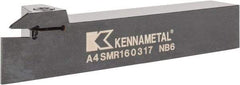 Kennametal - External Thread, 0.67" Max Depth of Cut, 3mm Min Groove Width, 152.4mm OAL, Right Hand Indexable Grooving Cutoff Toolholder - 25.4mm Shank Height x 25.4mm Shank Width, A4..03.. Insert Style, A4SM Toolholder Style, Series A4 - Benchmark Tooling