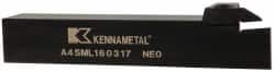 Kennametal - External Thread, 0.67" Max Depth of Cut, 3mm Min Groove Width, 152.4mm OAL, Left Hand Indexable Grooving Cutoff Toolholder - 25.4mm Shank Height x 25.4mm Shank Width, A4..03.. Insert Style, A4SM Toolholder Style, Series A4 - Benchmark Tooling