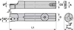 Kennametal - 21.39mm Min Bore Diam, 254mm OAL, 5/8" Shank Diam, A-SCLP-D Indexable Boring Bar - CP.. Insert, Screw Holding Method - Benchmark Tooling