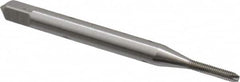 OSG - #0-80 UNF, 2 Flute, Bright Finish, High Speed Steel Spiral Point Tap - Bottoming Chamfer, Right Hand Thread, 1-5/8" OAL, 5/16" Thread Length, 0.141" Shank Diam, 2B Class of Fit, Series 105B - Exact Industrial Supply