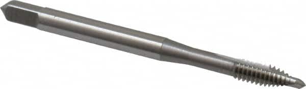 OSG - #8-32 UNC, 2 Flute, Bright Finish, High Speed Steel Spiral Point Tap - Plug Chamfer, Right Hand Thread, 2-1/8" OAL, 3/4" Thread Length, 0.168" Shank Diam, 3B Class of Fit, Series 105 - Exact Industrial Supply