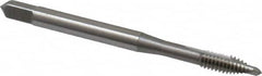 OSG - #8-32 UNC, 2 Flute, Bright Finish, High Speed Steel Spiral Point Tap - Plug Chamfer, Right Hand Thread, 2-1/8" OAL, 3/4" Thread Length, 0.168" Shank Diam, 3B Class of Fit, Series 105 - Exact Industrial Supply