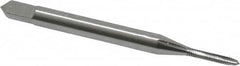 OSG - #0-80 UNF, 2 Flute, Bright Finish, High Speed Steel Spiral Point Tap - Plug Chamfer, Right Hand Thread, 1-5/8" OAL, 5/16" Thread Length, 0.141" Shank Diam, Series 105 - Exact Industrial Supply