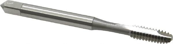OSG - #10-24 UNC, 2 Flute, Bright Finish, High Speed Steel Spiral Point Tap - Bottoming Chamfer, Right Hand Thread, 2-3/8" OAL, 7/8" Thread Length, 0.194" Shank Diam, 2B/3B Class of Fit, Series 105B - Exact Industrial Supply