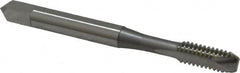 OSG - #12-24 UNC, 2 Flute, Bright Finish, High Speed Steel Spiral Point Tap - Bottoming Chamfer, Right Hand Thread, 2-3/8" OAL, 15/16" Thread Length, 0.22" Shank Diam, 2B/3B Class of Fit, Series 105B - Exact Industrial Supply