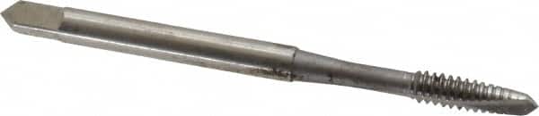 OSG - #6-32 UNC, 2 Flute, Bright Finish, High Speed Steel Spiral Point Tap - Plug Chamfer, Right Hand Thread, 2" OAL, 11/16" Thread Length, 0.141" Shank Diam, Series 105 - Exact Industrial Supply