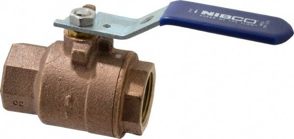 NIBCO - 1" Pipe, Full Port, Bronze Standard Ball Valve - 2 Piece, Inline - One Way Flow, FNPT x FNPT Ends, Lever Handle, 600 WOG, 150 WSP - Benchmark Tooling