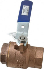 NIBCO - 1-1/2" Pipe, Full Port, Bronze Standard Ball Valve - 2 Piece, Inline - One Way Flow, FNPT x FNPT Ends, Lever Handle, 600 WOG, 150 WSP - Benchmark Tooling