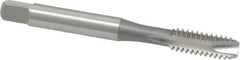 OSG - #12-28 UNF, 2 Flute, Bright Finish, High Speed Steel Spiral Point Tap - Bottoming Chamfer, Right Hand Thread, 2-3/8" OAL, 15/16" Thread Length, 0.22" Shank Diam, 2B/3B Class of Fit, Series 105B - Exact Industrial Supply