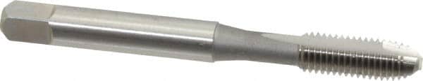 OSG - 1/4-28 UNF, 2 Flute, Bright Finish, High Speed Steel Spiral Point Tap - Bottoming Chamfer, Right Hand Thread, 2-1/2" OAL, 1" Thread Length, 0.255" Shank Diam, 3B Class of Fit, Series 105B - Exact Industrial Supply