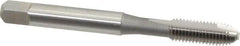 OSG - 1/4-28 UNF, 2 Flute, Bright Finish, High Speed Steel Spiral Point Tap - Bottoming Chamfer, Right Hand Thread, 2-1/2" OAL, 1" Thread Length, 0.255" Shank Diam, 3B Class of Fit, Series 105B - Exact Industrial Supply