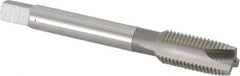 OSG - 7/16-20 UNF, 3 Flute, Bright Finish, High Speed Steel Spiral Point Tap - Plug Chamfer, Right Hand Thread, 3-5/32" OAL, 1-7/16" Thread Length, 0.323" Shank Diam, Series 105 - Exact Industrial Supply