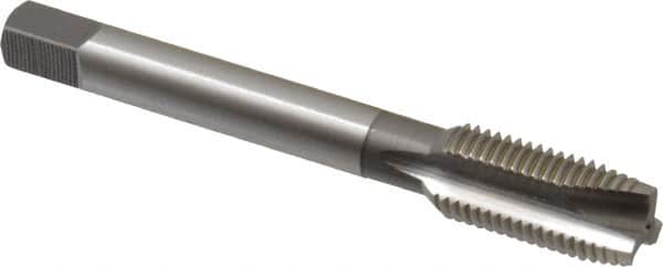 OSG - 7/16-20 UNF, 3 Flute, Bright Finish, High Speed Steel Spiral Point Tap - Plug Chamfer, Right Hand Thread, 3-5/32" OAL, 1-7/16" Thread Length, 0.323" Shank Diam, Series 105 - Exact Industrial Supply
