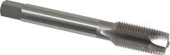 OSG - 1/2-20 UNF, 3 Flute, Bright Finish, High Speed Steel Spiral Point Tap - Plug Chamfer, Right Hand Thread, 3-3/8" OAL, 1-21/32" Thread Length, 0.367" Shank Diam, 2B Class of Fit, Series 105 - Exact Industrial Supply