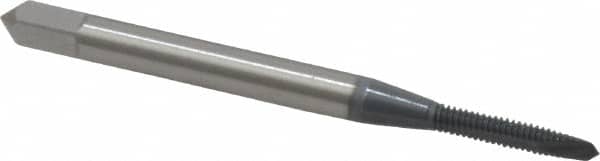 OSG - #2-56 UNC, 2 Flute, elektraLUBE Finish, High Speed Steel Spiral Point Tap - Plug Chamfer, Right Hand Thread, 1-3/4" OAL, 7/16" Thread Length, 2B Class of Fit, Series 105 - Exact Industrial Supply