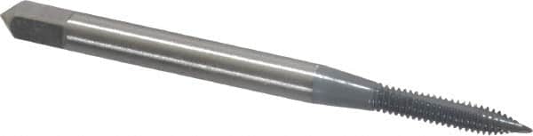 OSG - #3-48 UNC, 2 Flute, elektraLUBE Finish, High Speed Steel Spiral Point Tap - Plug Chamfer, Right Hand Thread, 1-13/16" OAL, 1/2" Thread Length, Series 105 - Exact Industrial Supply