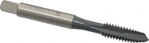 OSG - 1/4-20 UNC, 3 Flute, elektraLUBE Finish, High Speed Steel Spiral Point Tap - Plug Chamfer, Right Hand Thread, 2-1/2" OAL, 1" Thread Length, 3B Class of Fit, Series 105 - Exact Industrial Supply