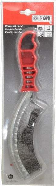 Value Collection - 1" Trim Length Steel Scratch Brush - 5-1/2" Brush Length, 10" OAL, 1" Trim Length, Plastic Ergonomic Handle - Benchmark Tooling