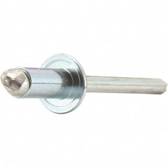 STANLEY Engineered Fastening - Size 6 Dome Head Stainless Steel Open End Blind Rivet - Stainless Steel Mandrel, 0.063" to 1/8" Grip, 3/16" Head Diam, 0.192" to 0.196" Hole Diam, 0.116" Body Diam - Benchmark Tooling