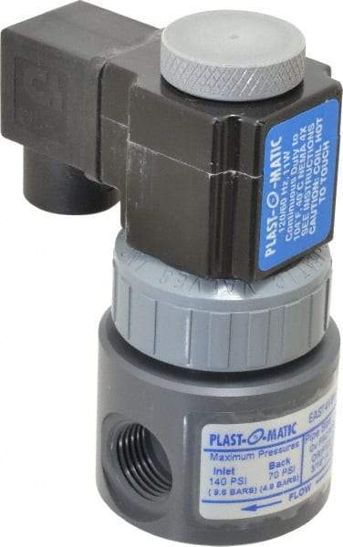 Plast-O-Matic - Direct Acting, PVC Solenoid Valve - Normally Closed, Viton Seal - Benchmark Tooling
