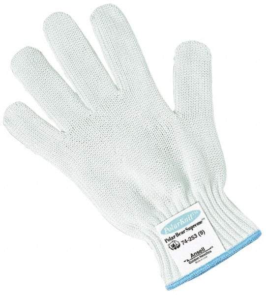 Ansell - Size M (8), ANSI Cut Lvl 5, Abrasion Lvl 3, Stainless Steel Cut Resistant Gloves - Stainless Steel/Synthetic Fiber Lining, Knit Wrist, White, Ambidextrous - Benchmark Tooling