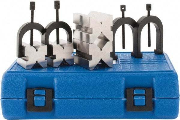 Fowler - 1 to 1-1/2" Capacity, 90° Angle, 4-Way V-Block - 1-1/2 and 2" Long x 1-1/4 and 1-1/2" Wide x 1-1/4 and 1-1/2" High, Sold as 2 Block Set - Benchmark Tooling