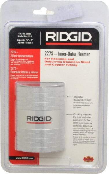 Ridgid - 1/2 to 2 Pipe Capacity, Inner Outer Reamer - Cuts Copper, Aluminium, and Thin Walled Stainless Steel Tubes - Benchmark Tooling