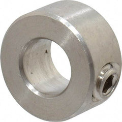 Climax Metal Products - 3/8" Bore, Stainless Steel, Set Screw Solid Set Screw Collars - 3/4" Outside Diam, 3/8" Wide - Benchmark Tooling