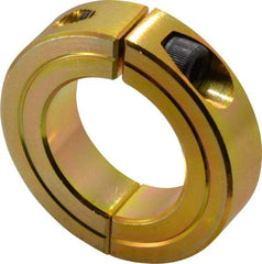 Climax Metal Products - 1-1/4" Bore, Steel, Two Piece Clamping Shaft Collar - 2-1/16" Outside Diam, 1/2" Wide - Benchmark Tooling