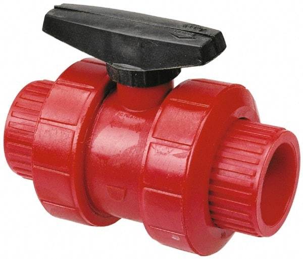 NIBCO - 1-1/2" Pipe, Full Port, PVDF True Union Design Ball Valve - 1 Piece, Inline - One Way Flow, FNPT x FNPT Ends, Wedge Handle, 150 WOG - Benchmark Tooling