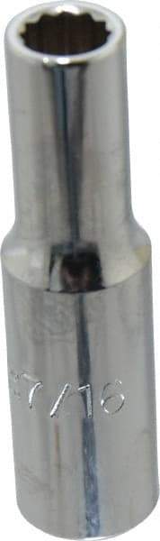 Proto - 7/16", 1/2" Drive, Deep Hand Socket - 12 Points, 3-1/4" OAL, Chrome Finish - Benchmark Tooling